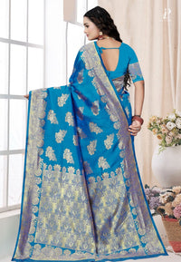 Firoza Katan Banarai Saree with Floral Work