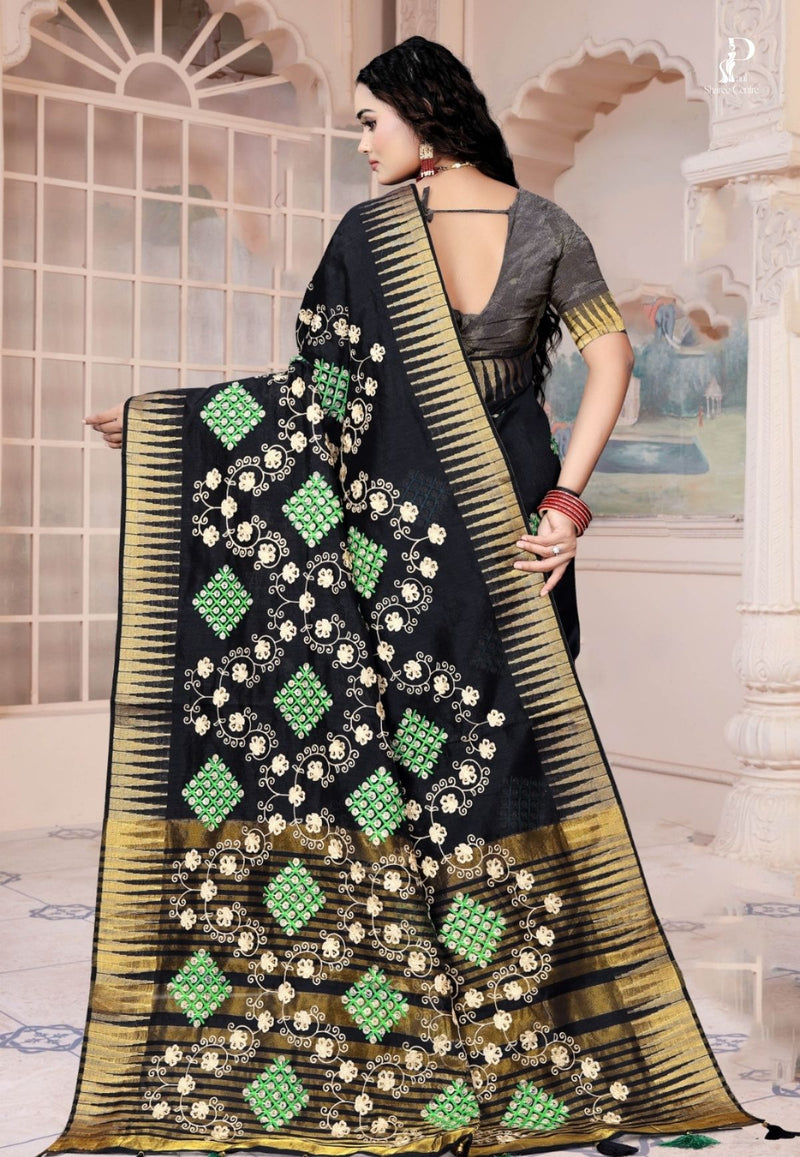 Black Gujrati Embroidery Saree