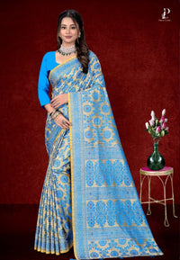 Blue Assam Silk Saree