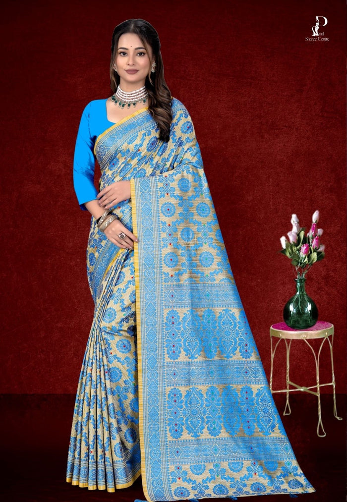Blue Assam Silk Saree