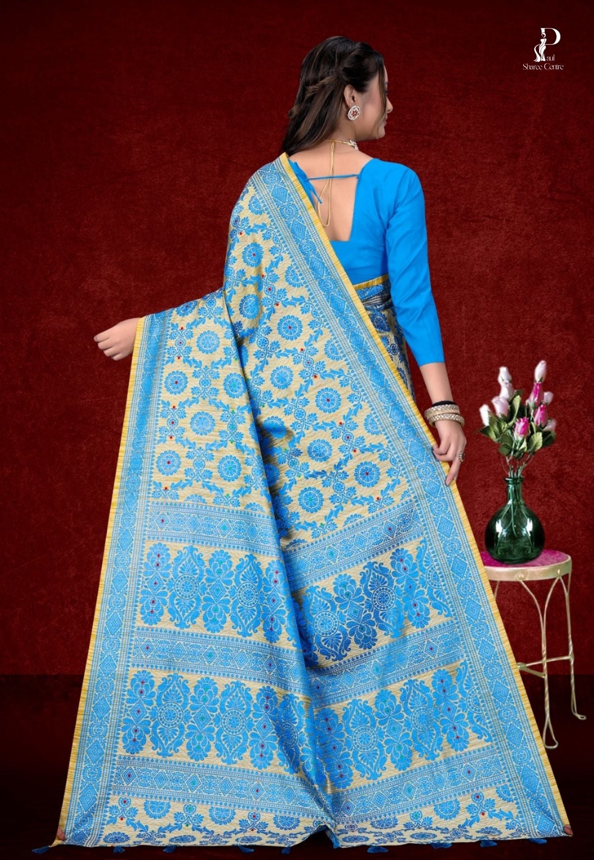 Blue Assam Silk Saree