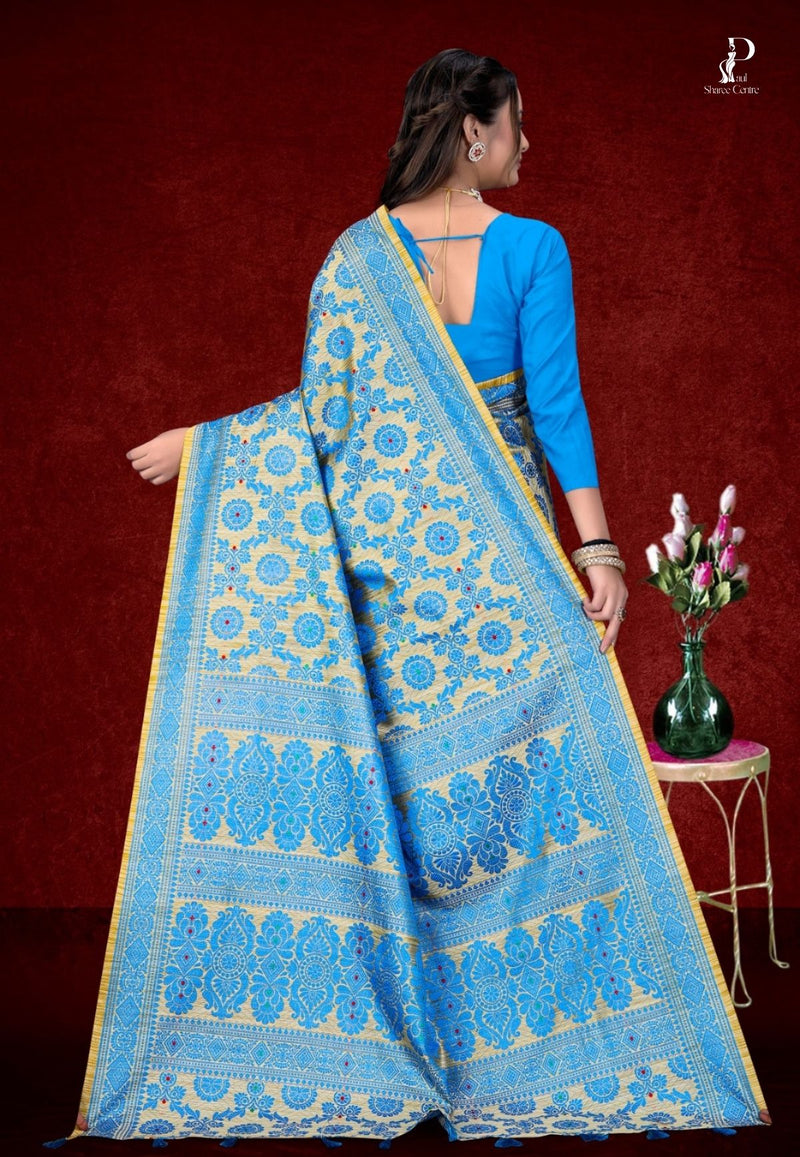 Blue Assam Silk Saree