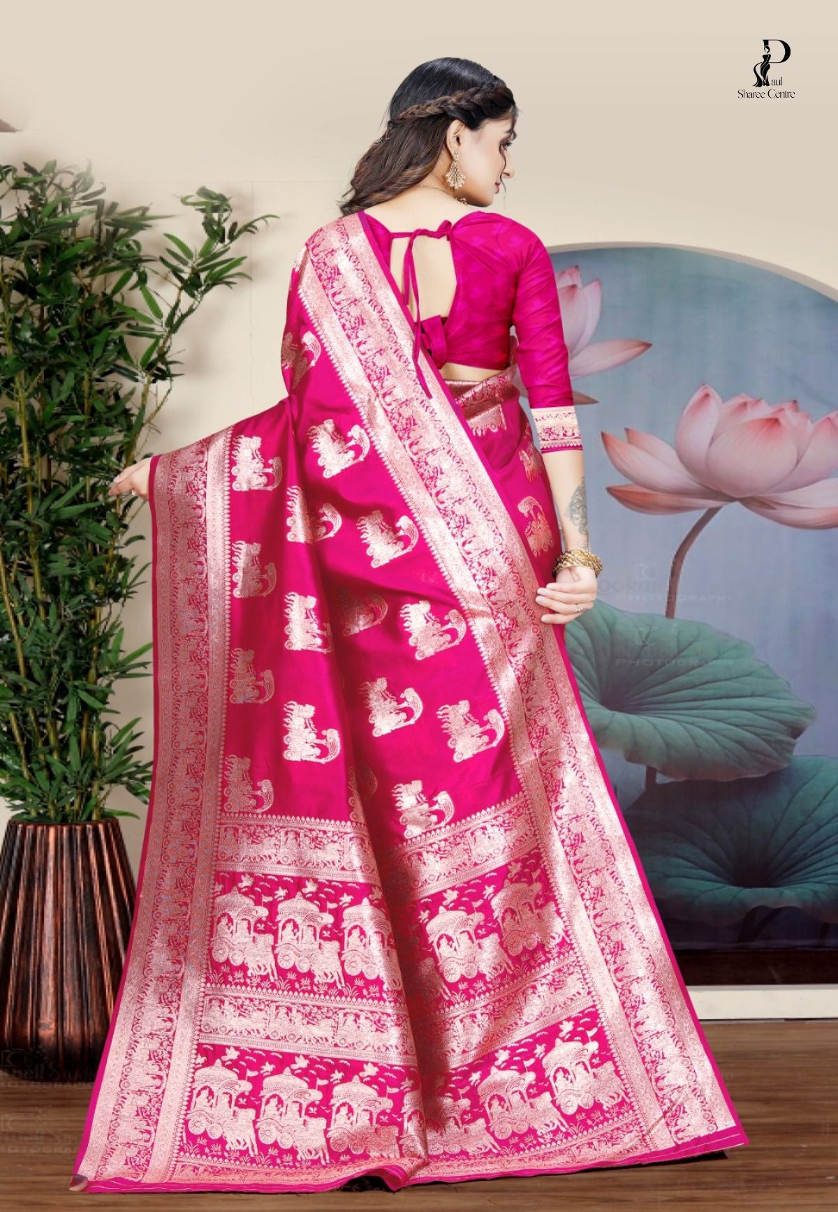 Pink  Katan Banarasi Saree