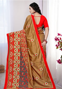 Chocolate Brown Chanderi Silk Saree