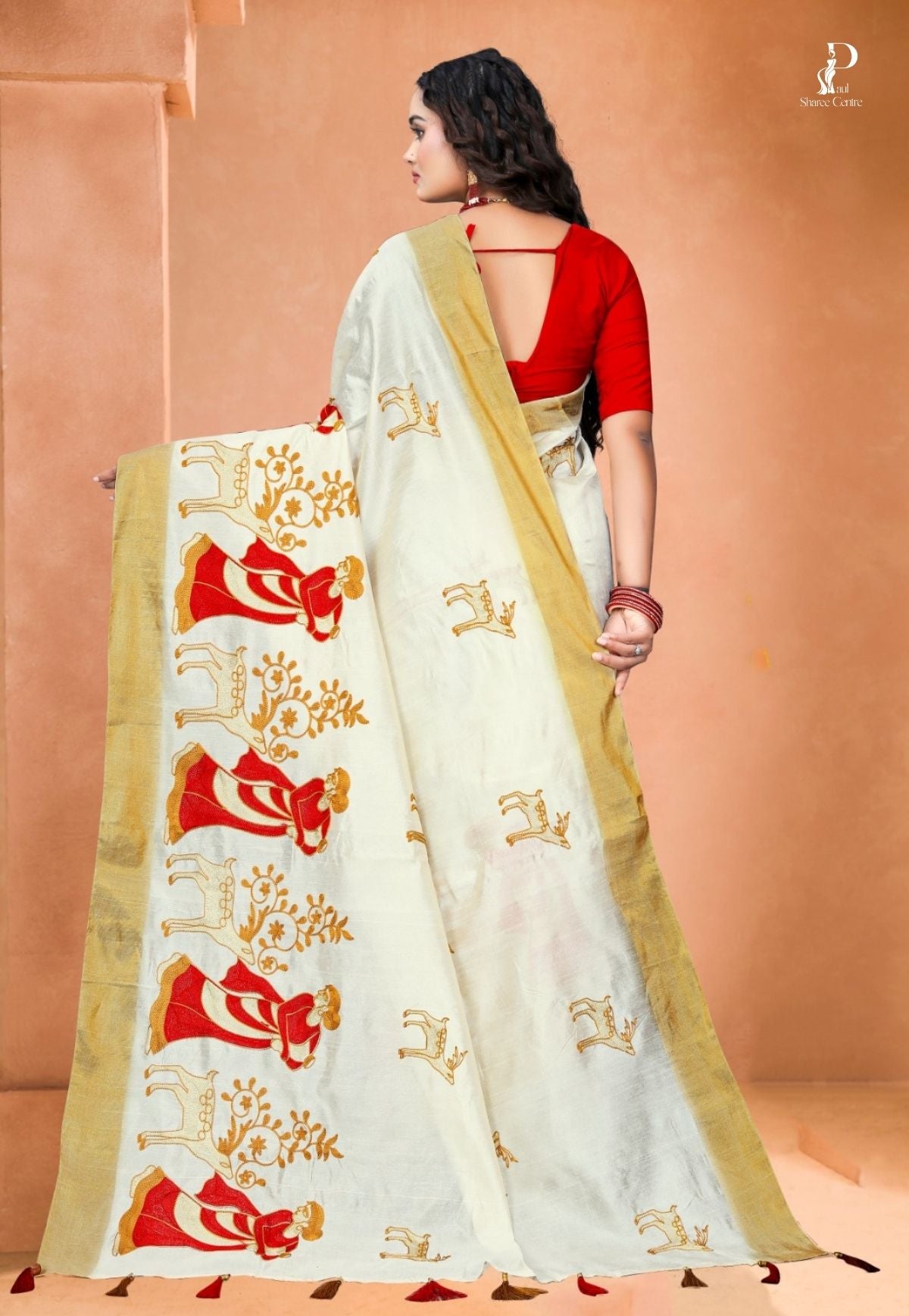 Off White Shakuntala Printed Embroidery Saree