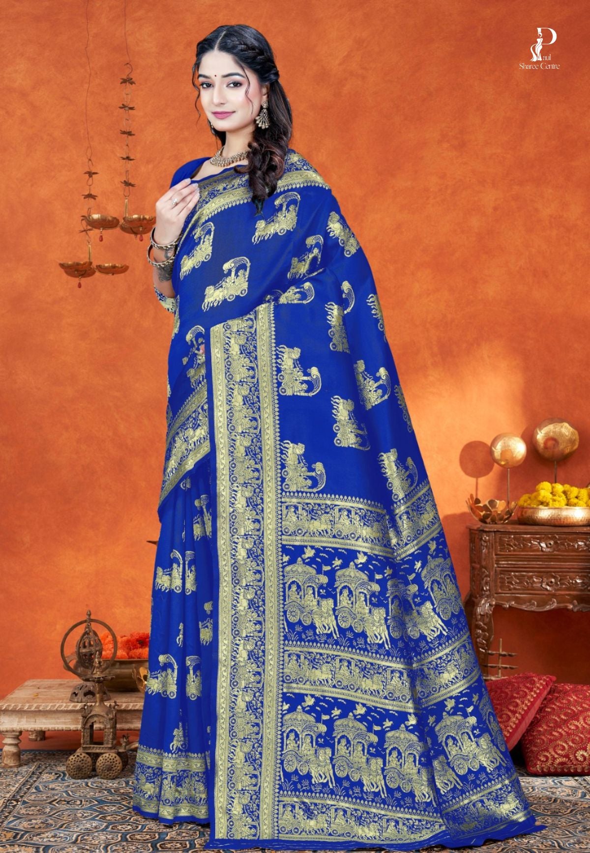 Royal Blue  Katan Banarasi Saree