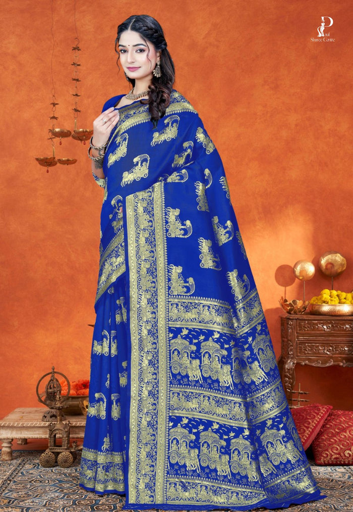 Royal Blue  Katan Banarasi Saree