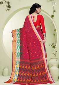 Red Dhakai  Saree with Jamdani Print