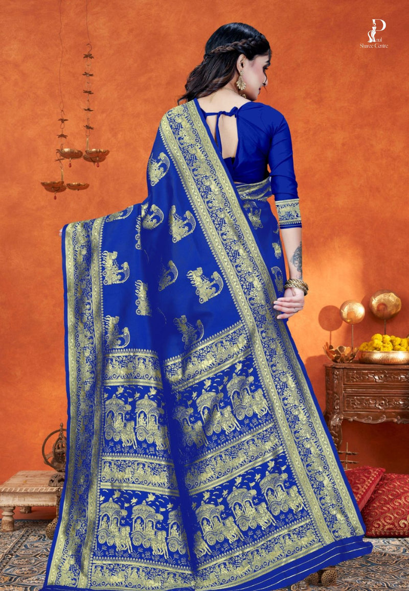 Royal Blue  Katan Banarasi Saree