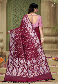 Maroon Dhakai Jamdani Saree