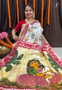 Maa Durga Hand Painted Saree