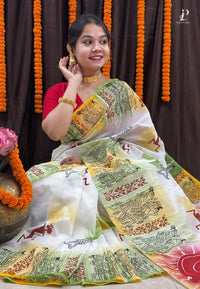 Maa Durga Hand Painted Saree