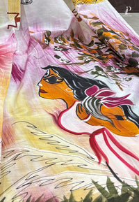 Maa Durga Hand Painted Saree
