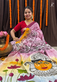 Maa Durga Hand Painted Saree