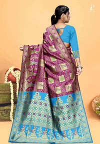 Magenta Gharchola Silk Saree with Firoza Border