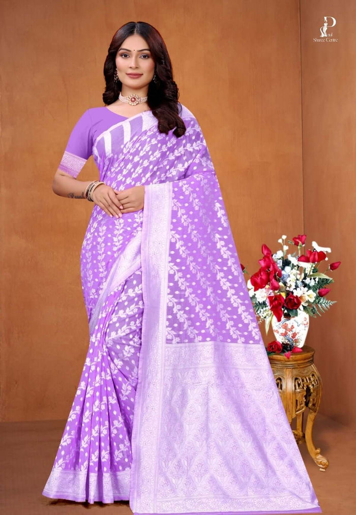 Lavender Zaal Weave Cotton Saree