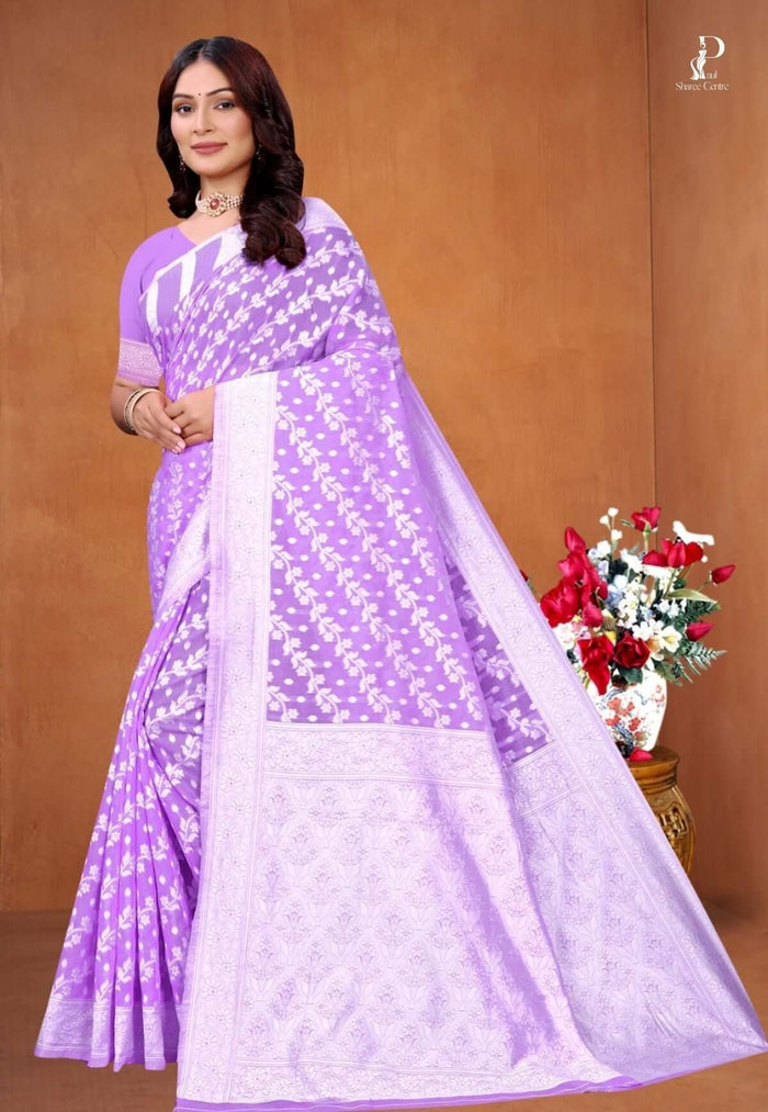 Lavender Zaal Weave Cotton Saree