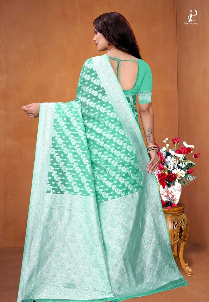 Mint Green Zaal Weave Cotton Saree