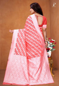 Salmon Pink Zaal Weave Cotton Saree
