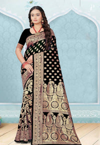 Black Katan Banarasi Saree with Konia Buta