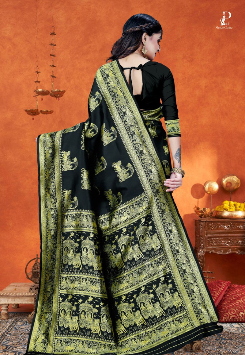 Black Katan Banarasi Saree