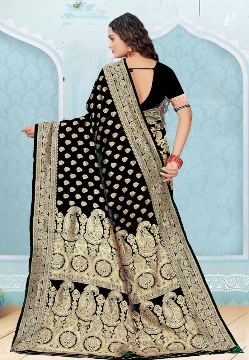 Black Katan Banarasi Saree with Konia Buta