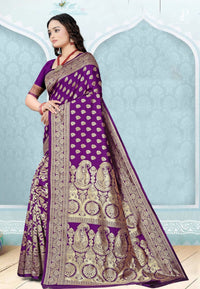Purple Katan Banarasi Saree with Konia Buta