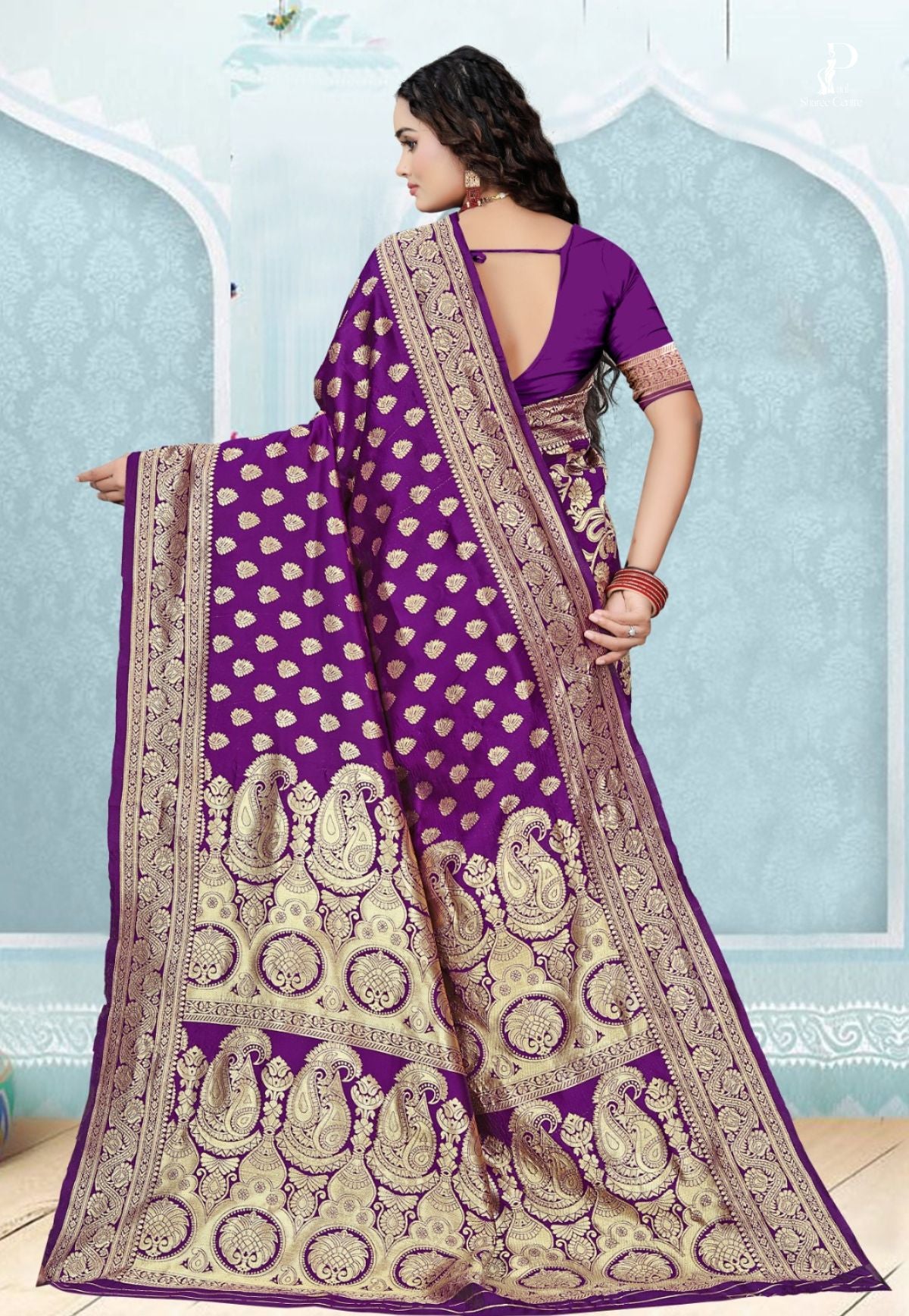 Purple Katan Banarasi Saree with Konia Buta
