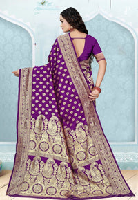 Purple Katan Banarasi Saree with Konia Buta