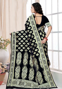Black Katan Banarasi Saree with Kadhwa Buta