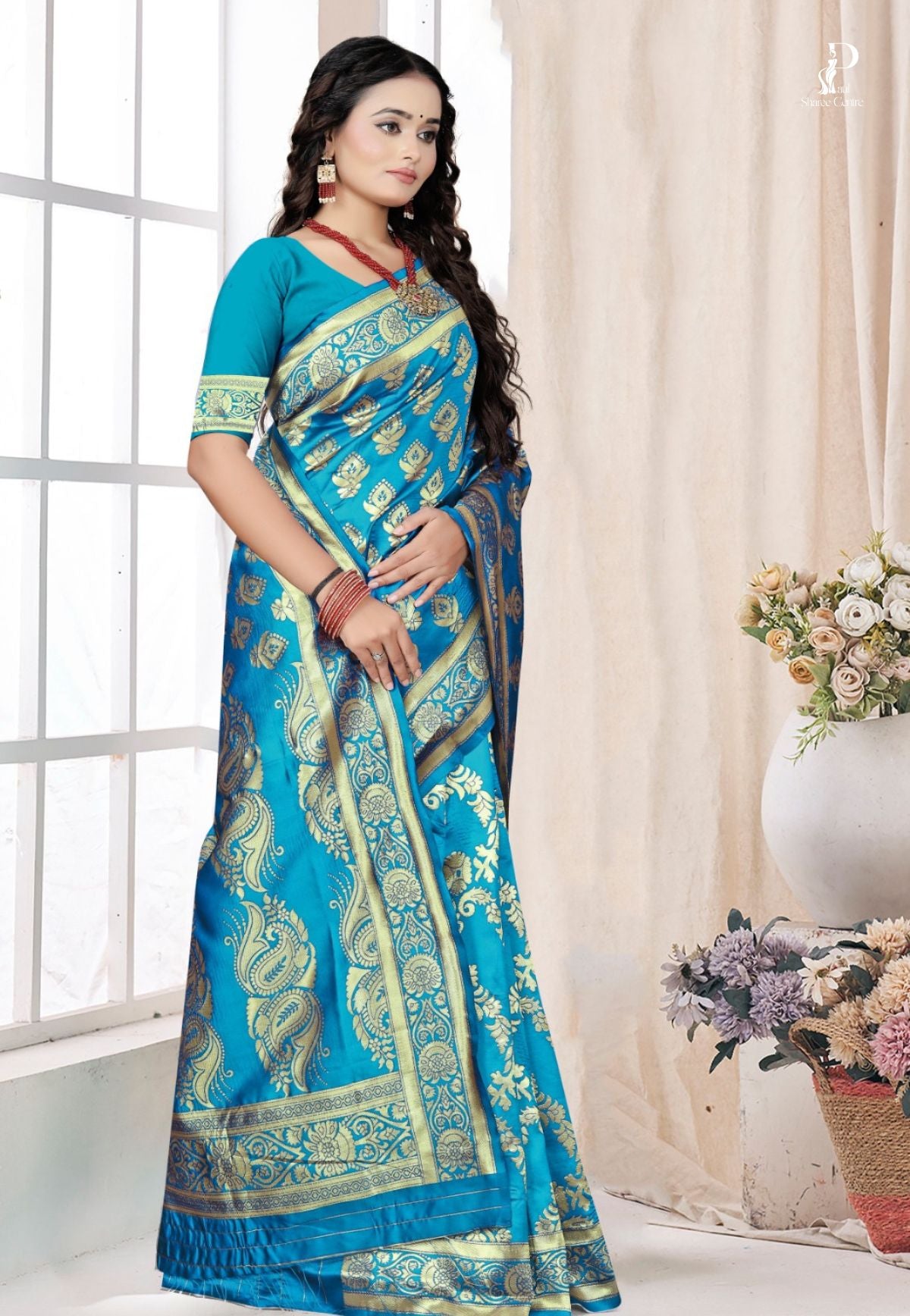 Firoja Katan Banarasi Saree with Kadhwa  Buta
