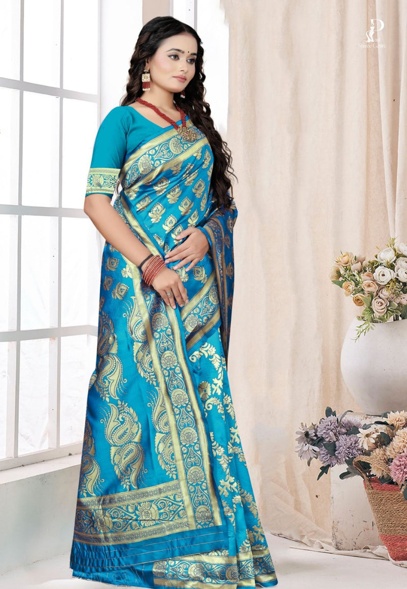 Firoja Katan Banarasi Saree with Kadhwa  Buta