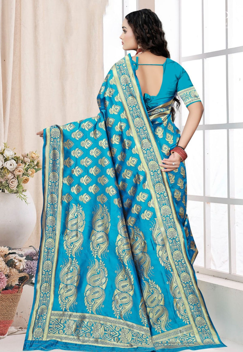 Firoja Katan Banarasi Saree with Kadhwa  Buta