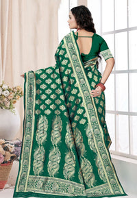 Green Katan Banarasi Saree with Kadhwa Buta
