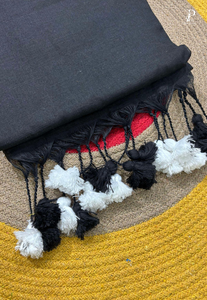 Black Mul Cotton Saree