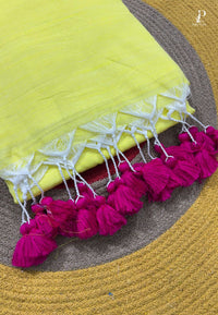 Yellow Mul Cotton Saree