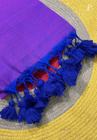 Purple & Navy Blue Dual Tone Mul Cotton Saree